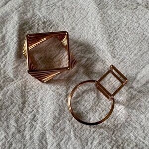 2/$10 GEOMETRIC Copper-Tone Ring Set